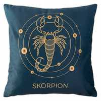 Poszewka 40x40 Zodiak Skorpion turkusowa ciemna