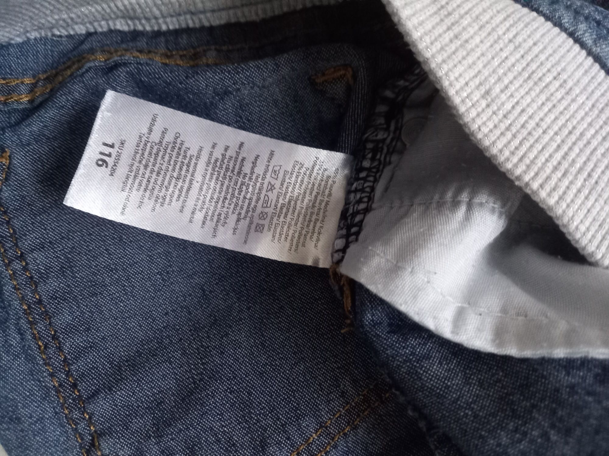 Spodnie jeans 116 cm Girl srebrny pasek