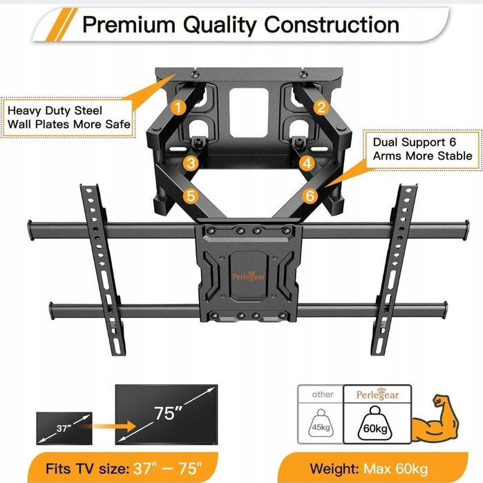 Uchwyt na telewizor PERLEGEAR PGLF7 ,,uniwersalne mocowanie
