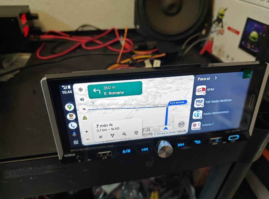 Rádio 1 DIN Android 14 ecrã 6.9" + Carplay + RDS + GPS