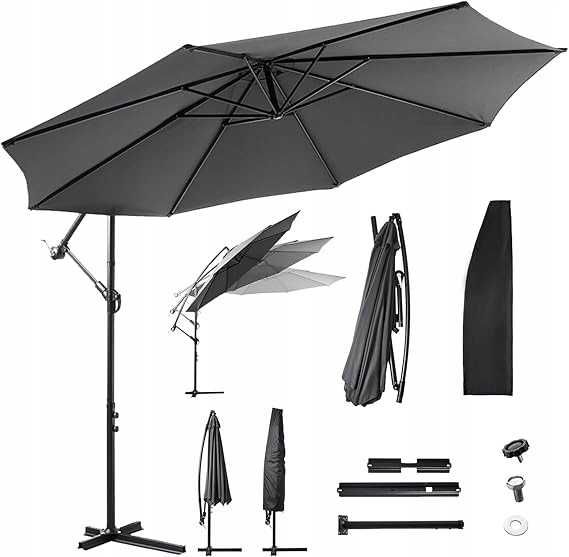 PARASOL OGRODOWY duży solidny składany 3 M z wysięgnikiem XXXL