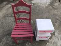 Cadeira + Mesa cor de rosa