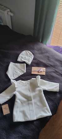 Płaszczyk do chrztu wraz z chusta, czapeczką i opaską Sophie design