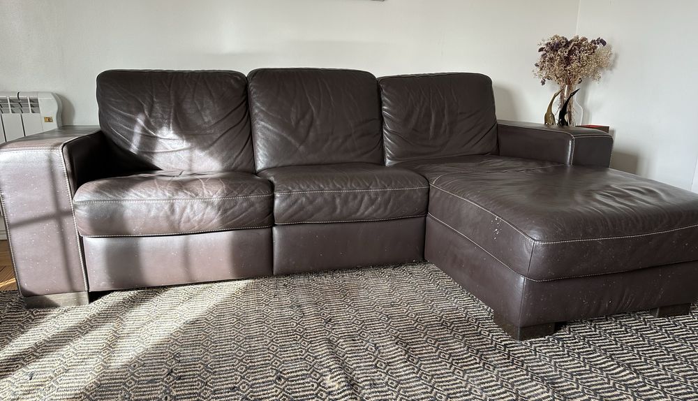 Sofá chaise longue pele Divani&Divani