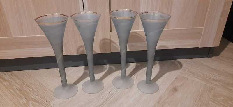 Eleganckie Kieliszki do Szampana / Lata 90. / Mrożone Szkło Vintage