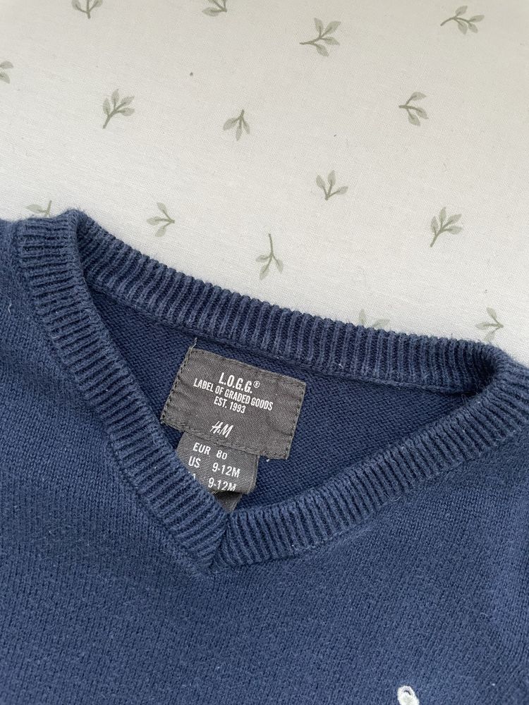 H&M ubranka dla chłopca rozmiar 80 granatowa kamizelka elegancka swete