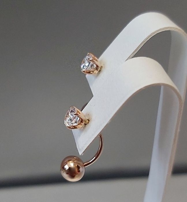 Оригінальні золоті сережки-джекети з яскравим цирконієм 585 проба нові