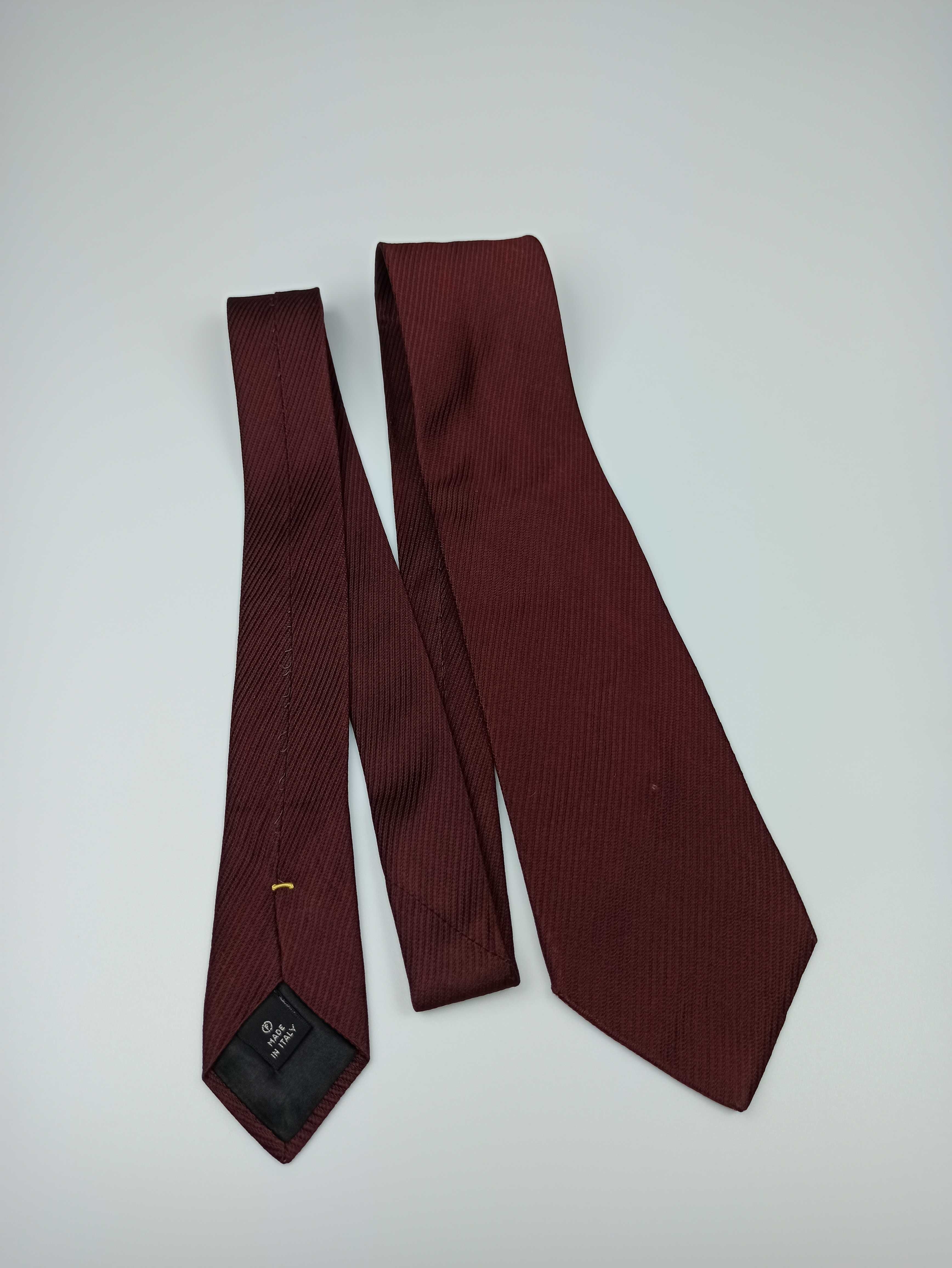 Brera Milano bordowy jedwabny krawat w paski