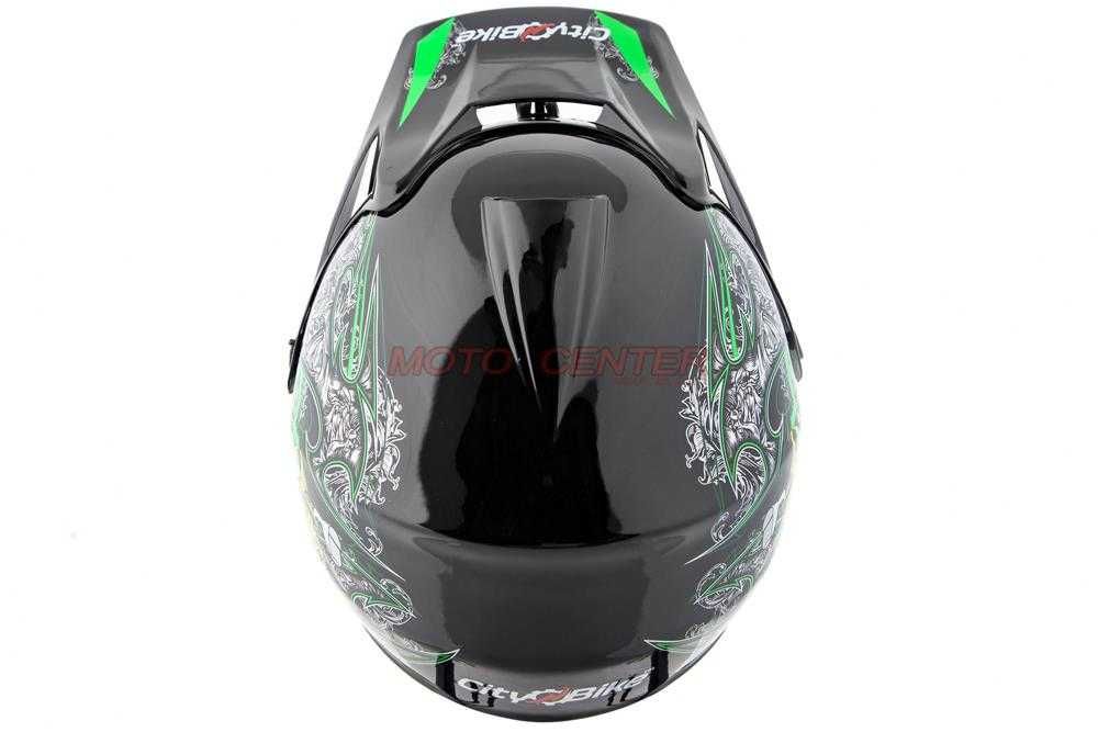 Kask Crossowy City-Bike Dziecięcy Junior Tatan Czarny z Zielonym