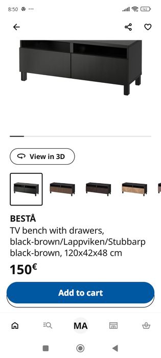 Rack tv IKea 120x42x48 medidas na foto