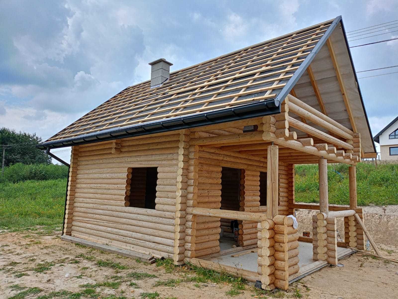 Domek z Bali Drewnianych Okrągłych 180 mm 50m2 z Poddaszem