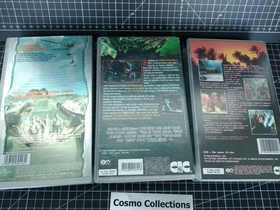 Colecção VHS Jurasdic Park 1, 2 e 3 originais