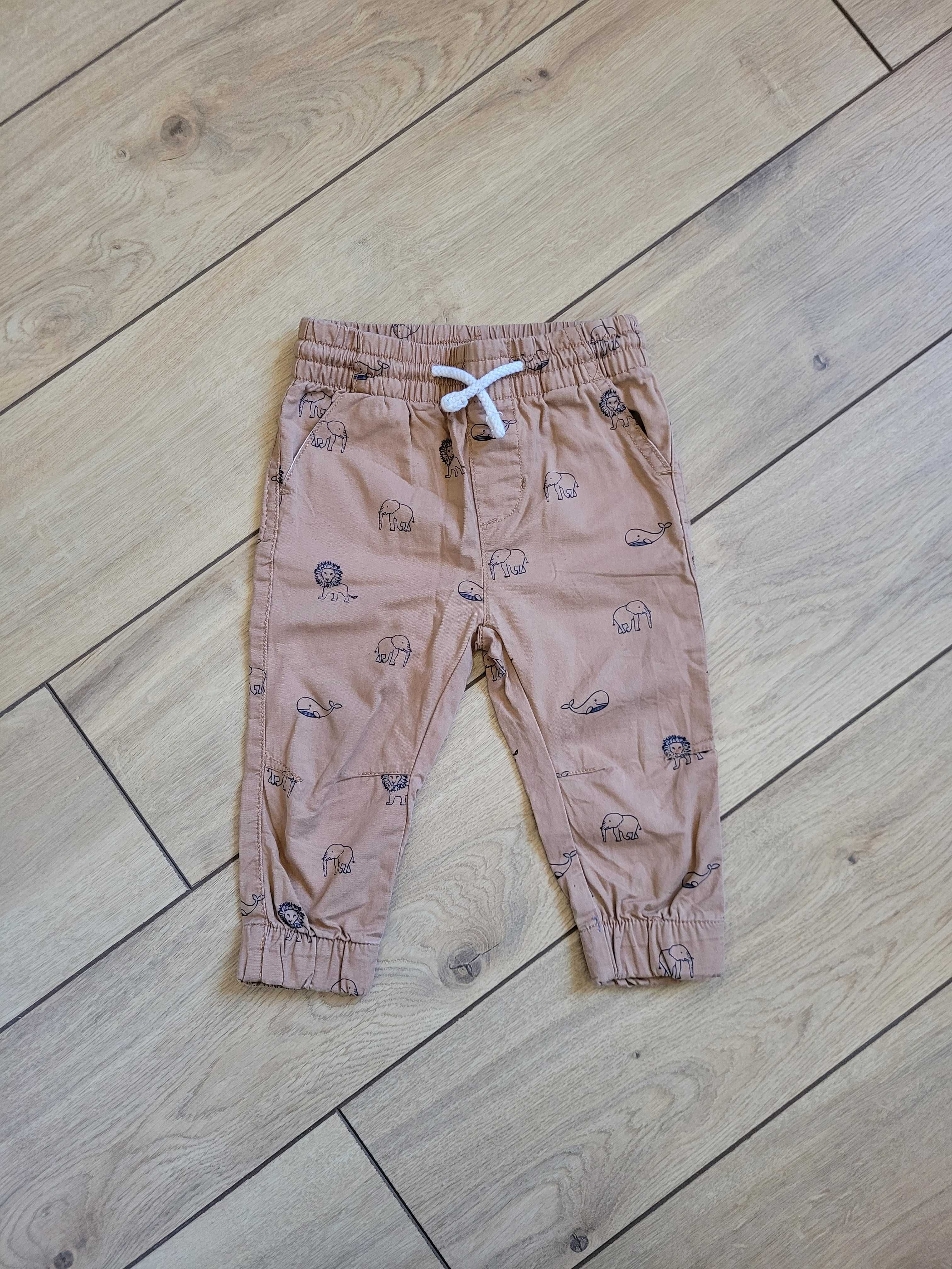 Spodnie bawełniane niemowlęce 80 9-12 unisex beżowe wiosna/lato