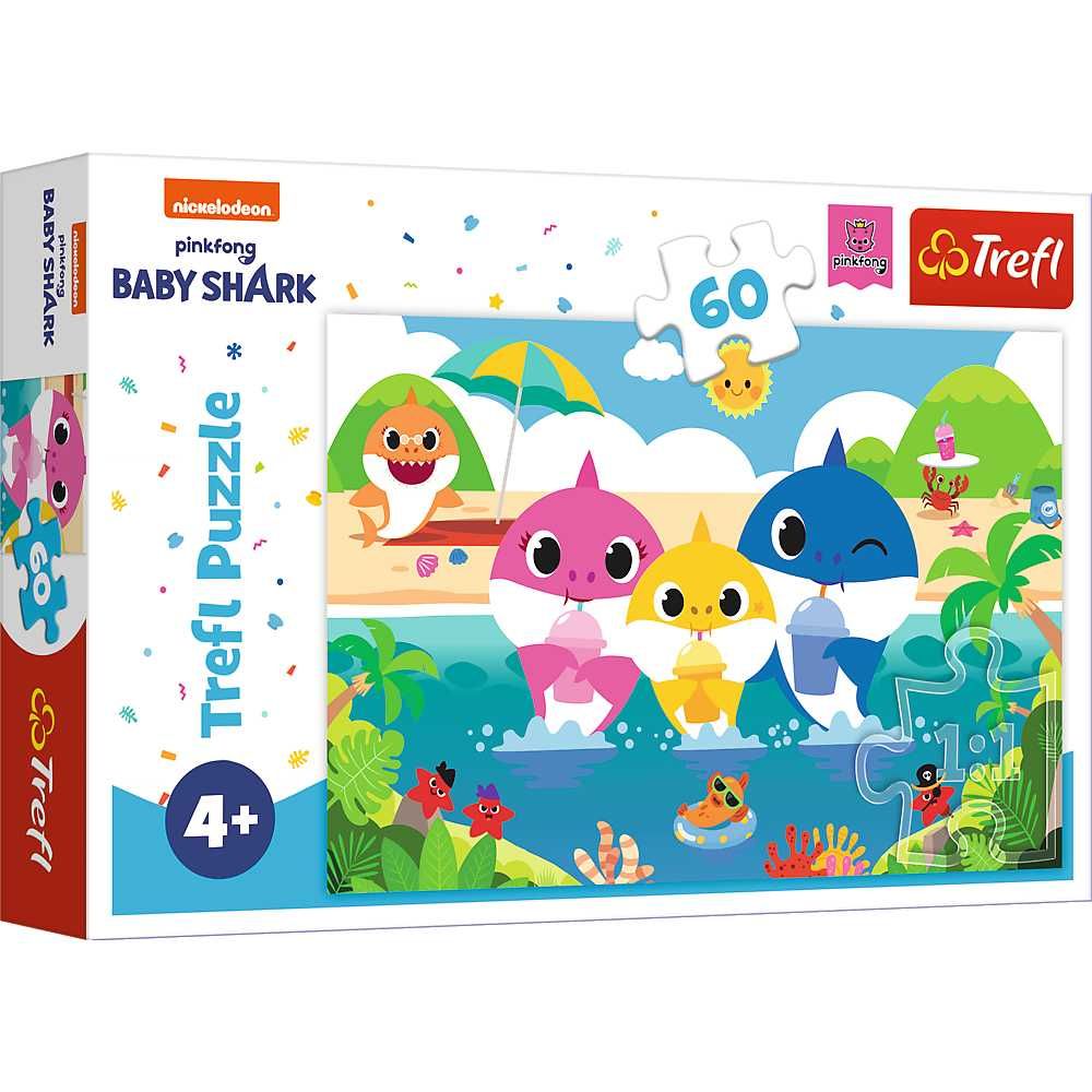 Trefl Puzzle 60 el. Baby Shark Rodzina Rekinów na wakacjach 17370