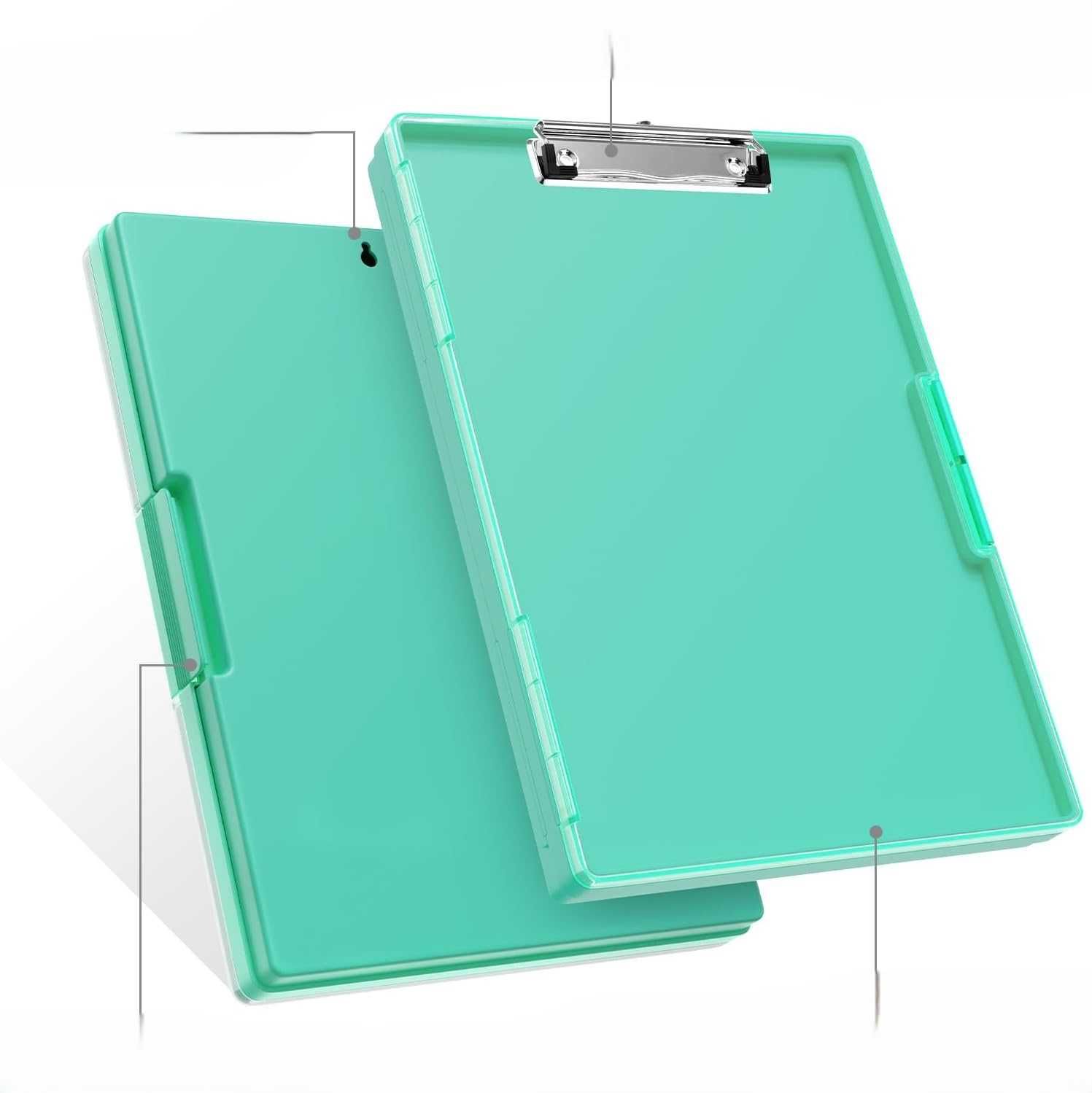 Clipboard Teczka z przechowywaniem A4, przezroczysty panel zielony