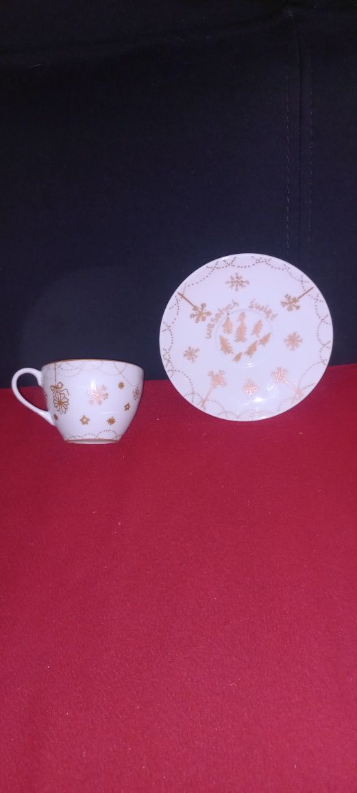Handmade Świąteczna filiżanka ręcznie malowana + talerzyk