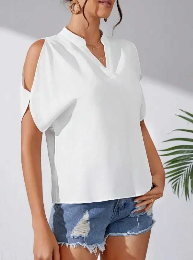 48-50 біла блузка з коротким рукавом пряма легка  літня