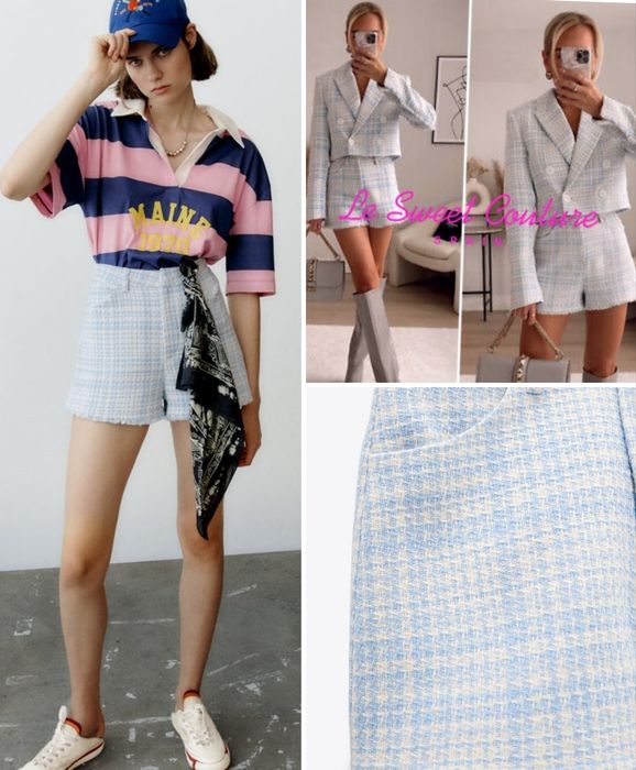 Zara шорты с рельефным узором / Твидовые шорты Zara