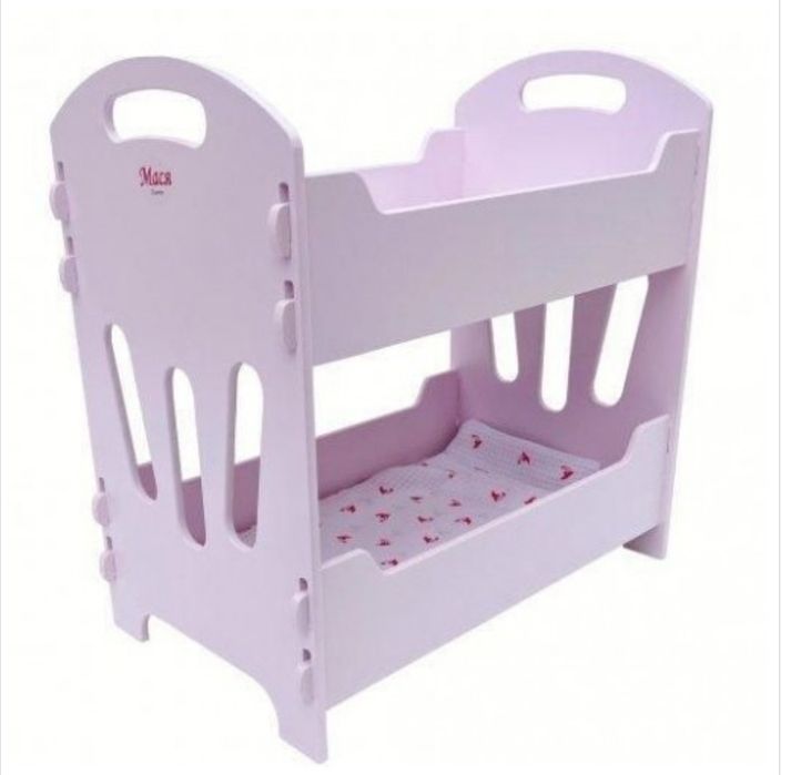 Ліжечко для ляльок двоярусне рожеве 8002  "МАСЯ" в коробці, кроватка,