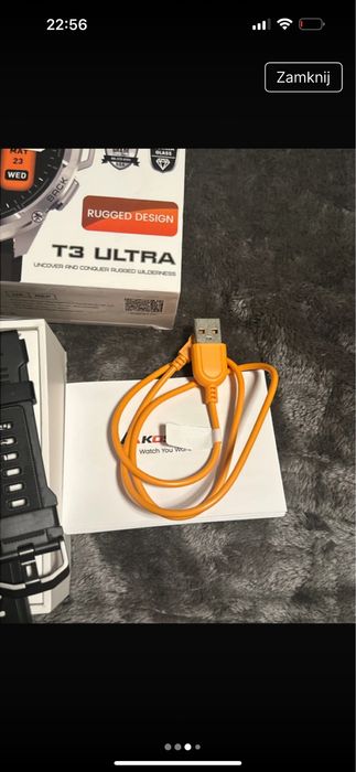 Czarny zegarek kospet t3 ultra czarny z ładowarką