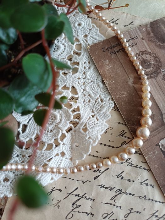 Sztuczne perły naszyjnik kolia vintage retro