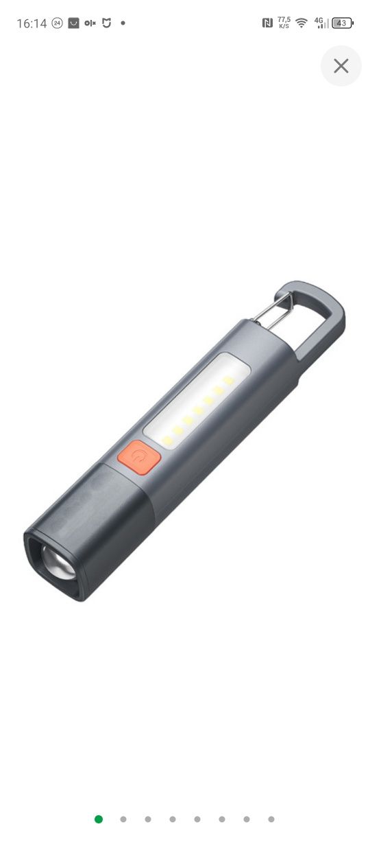 Удобный фонарик с USB зарядкой