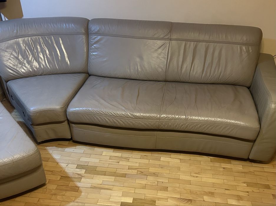 Sofa ze skóry z funkcją spania