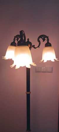 Komplet lamp mosiężnych - lampa stojąca + żyrandol