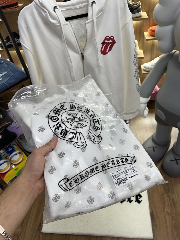 Зіп худі Chrome Hearts Rolling Stone White