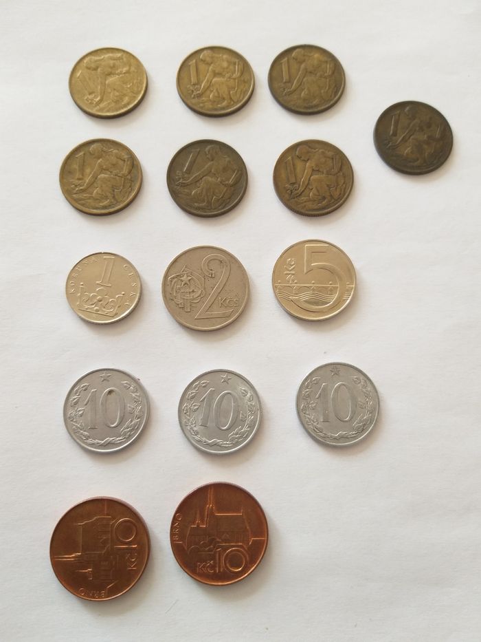 Monety czeskie. 15 sztuk