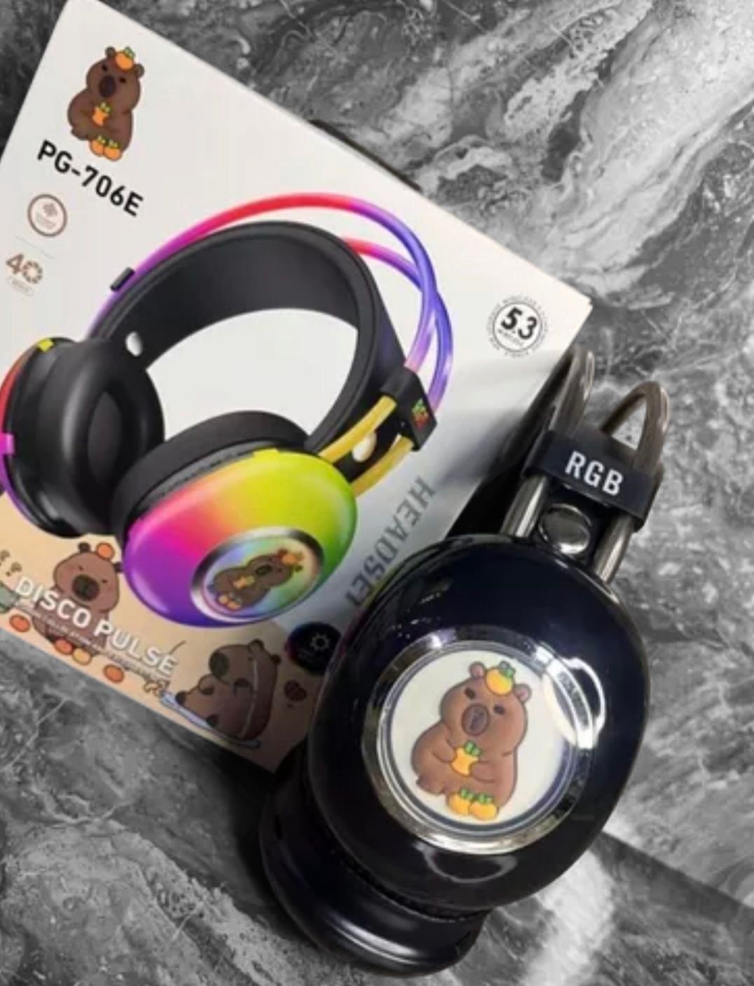Słuchawki Bezprzewodowe Bluetooth RGB – MOTYW KAPIBARA – ODLOTOWE