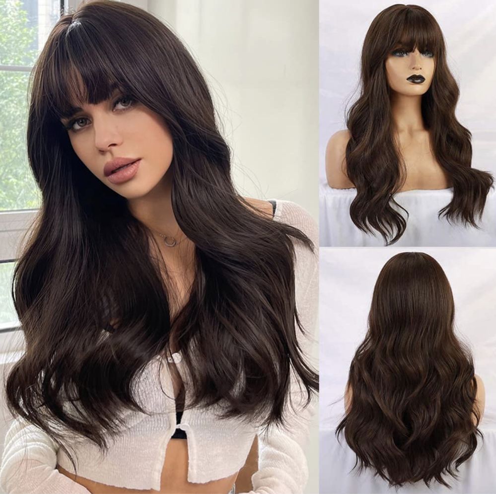 Peruca Cabelo Natural VARIAS CORES Extensões Longa Franja NOVO