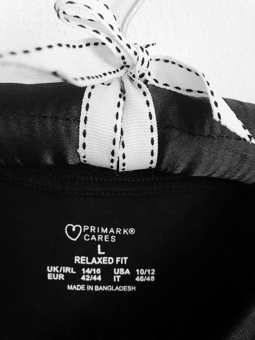 PRIMARK czarnt t-shirt napisy focus on the good L 40 m 38 s 36 bawełna