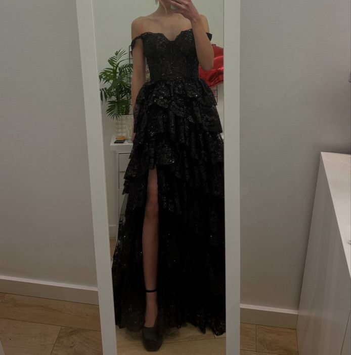 dress on now sukienka suknia balowa carmen limited czarna z cekinami