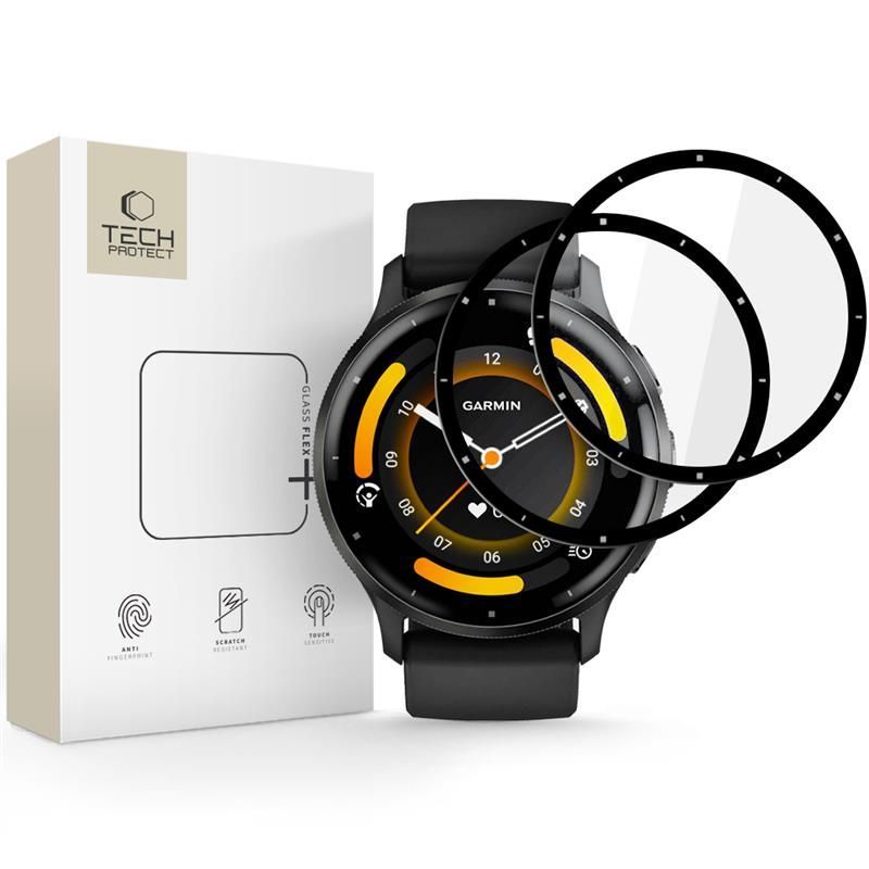 Szkło Hybrydowe Tech-Protect Glass Flex+ 2-Pack Garmin Venu 3 Black