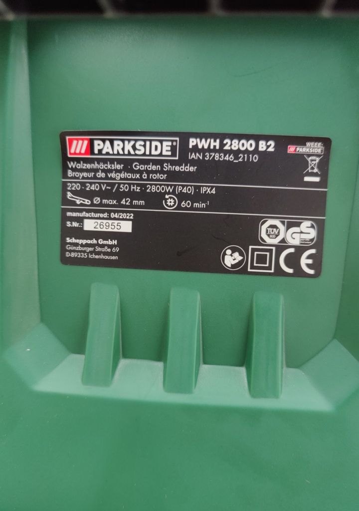 НОВ МОЩН садов измельчител GERMAN PARKSIDE PWH 2800/подрібнювач/шредер