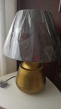 Nowa Lampa stojąca (metal-mosiądz) z abażurem (tkanina)