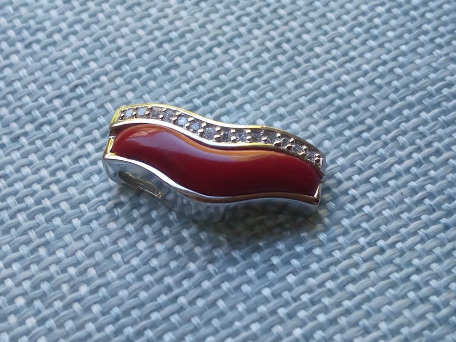 Srebrne wiszące kolczyki z koralem Sterling Silver 925 3,64 g