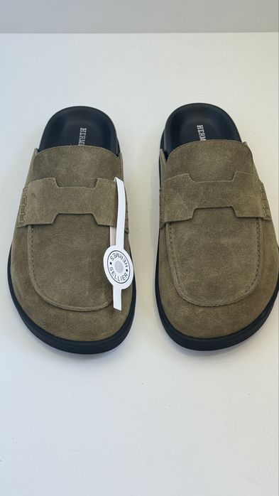 Шльопанці клоги мюлі ермес шкіряні herme**