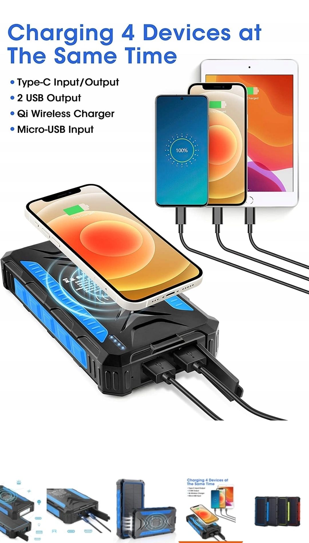Powerbank  36000mah solarny