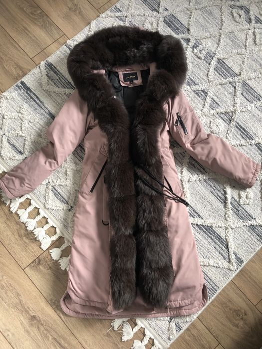 Пальто парка з натуральним хутром песця
