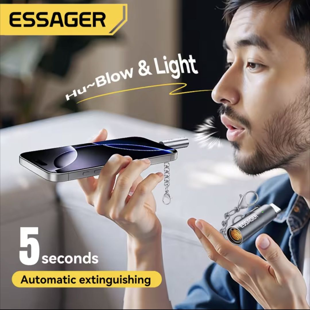 Портативний прикурювач Essager USB-C Mini Cigarette Lighter Grey