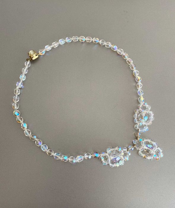 Вінтажне кольє чеського кришталю Аврора Бореаліс, сережки в подарунок.