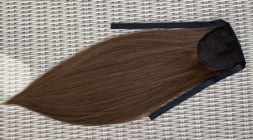 Premium Ultra włosy doczepiane, ciemny naturalny brąz, kucyk, ( 55 )