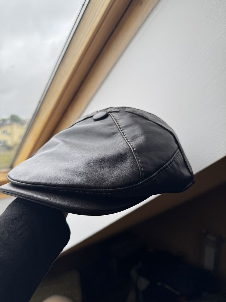 Skórzany kaszkiet witleather kapelusz czapka retro