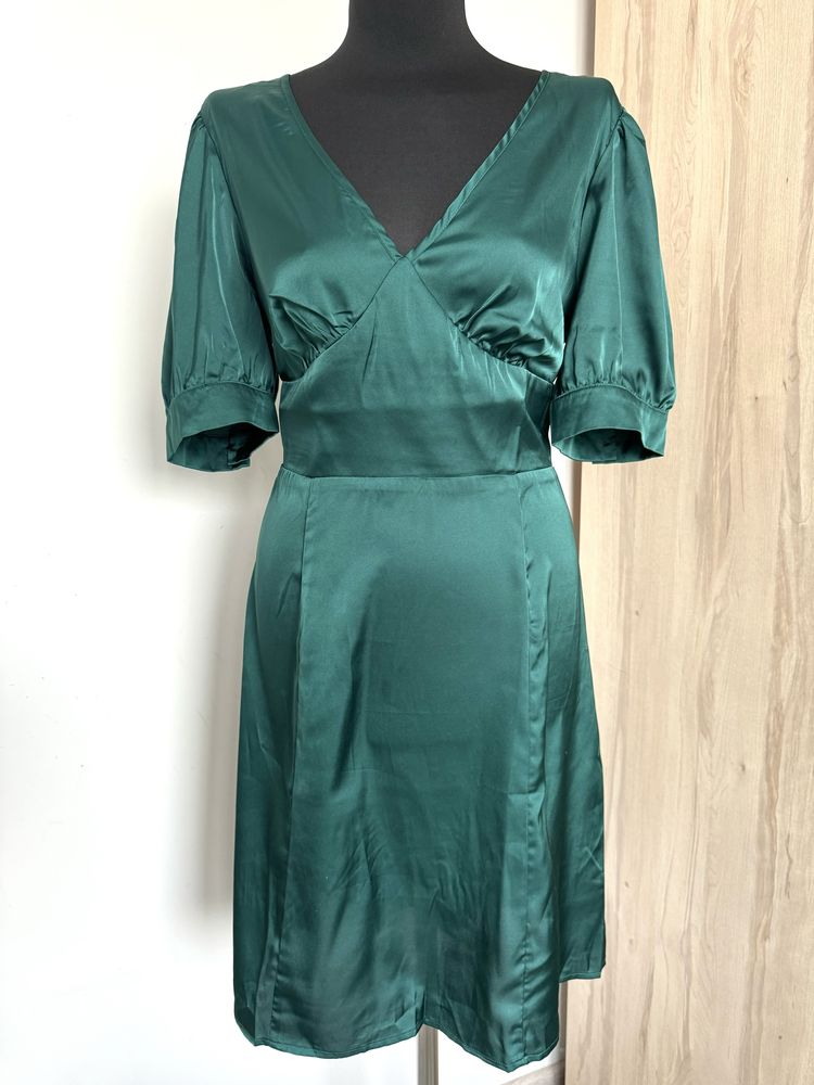 Bodyflirt satynowa sukienka Butelkowa zieleń