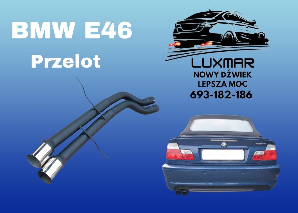 Tłumik końcowy przelotowy rura BMW E46 2,2 2,5 3,0i  Sport