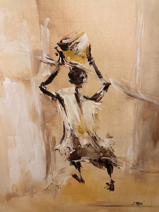 Obraz olejny 50×70 Joanna Bęś ekspresyjna sylwetka, 2008
