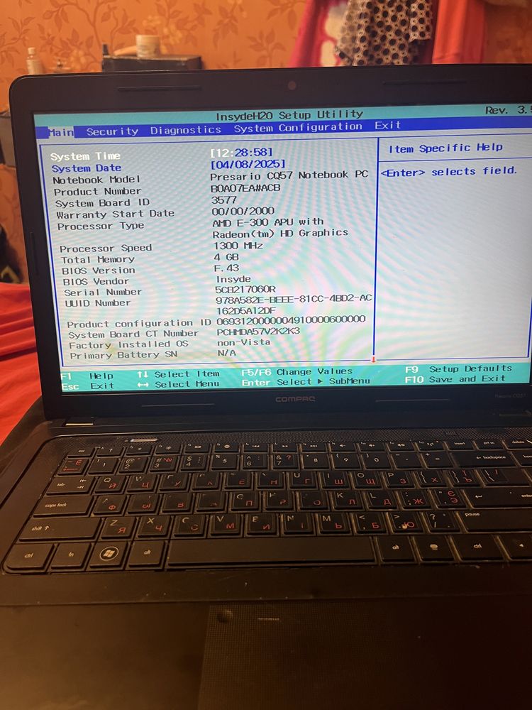 Ноутбук HP compaq cq57