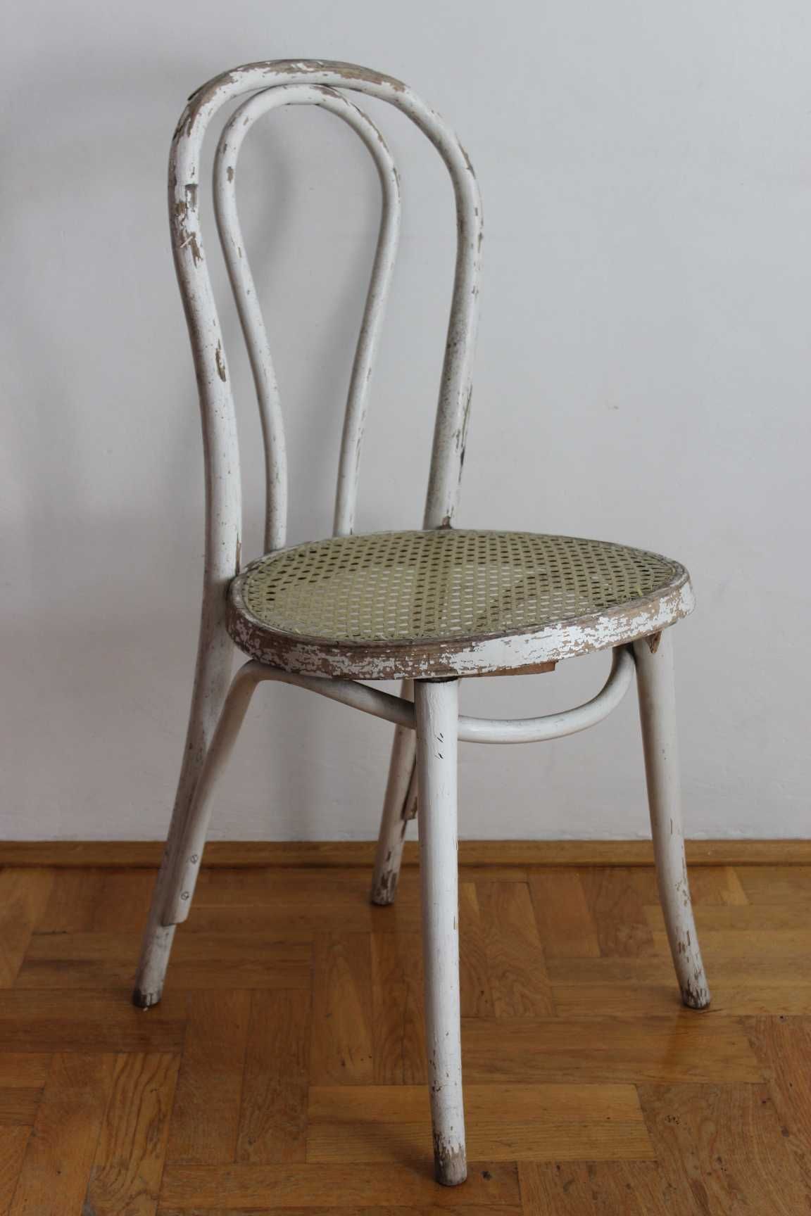 Krzesło gięte Thonet A-18 Fameg Radomsko Lata20 Art Deco Vintage białe